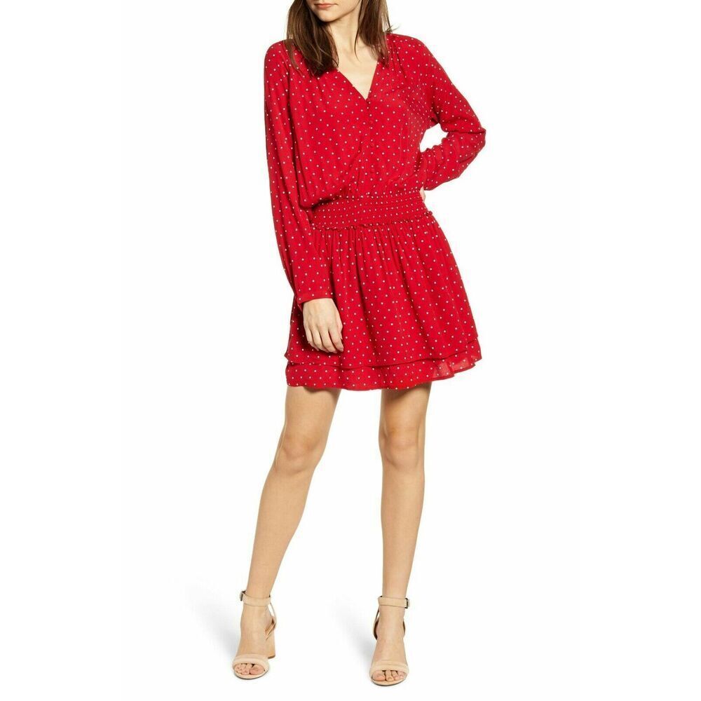 Rails Women's Jasmine Dress $310 in Scarlet Red Mini Polka Dot Size M